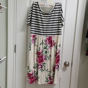 Floral and stripes dress